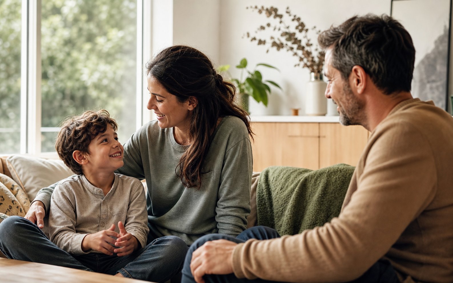 A family relaxing together at home